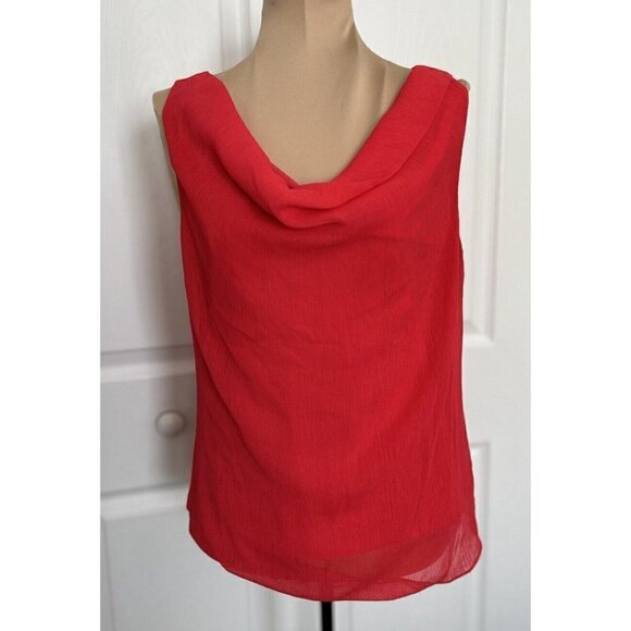 ANN TAYLOR Women Textured Polyester Sleeveless Blouse Cowl Neck Orange Sz XS - Picture 1 of 6
